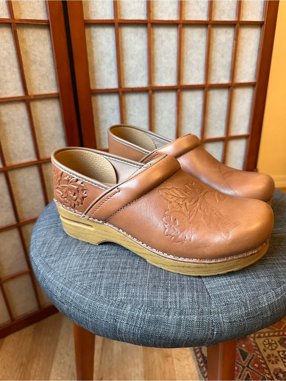 Thistle Honey Dansko  Clog Embossed Floral Cottage summer